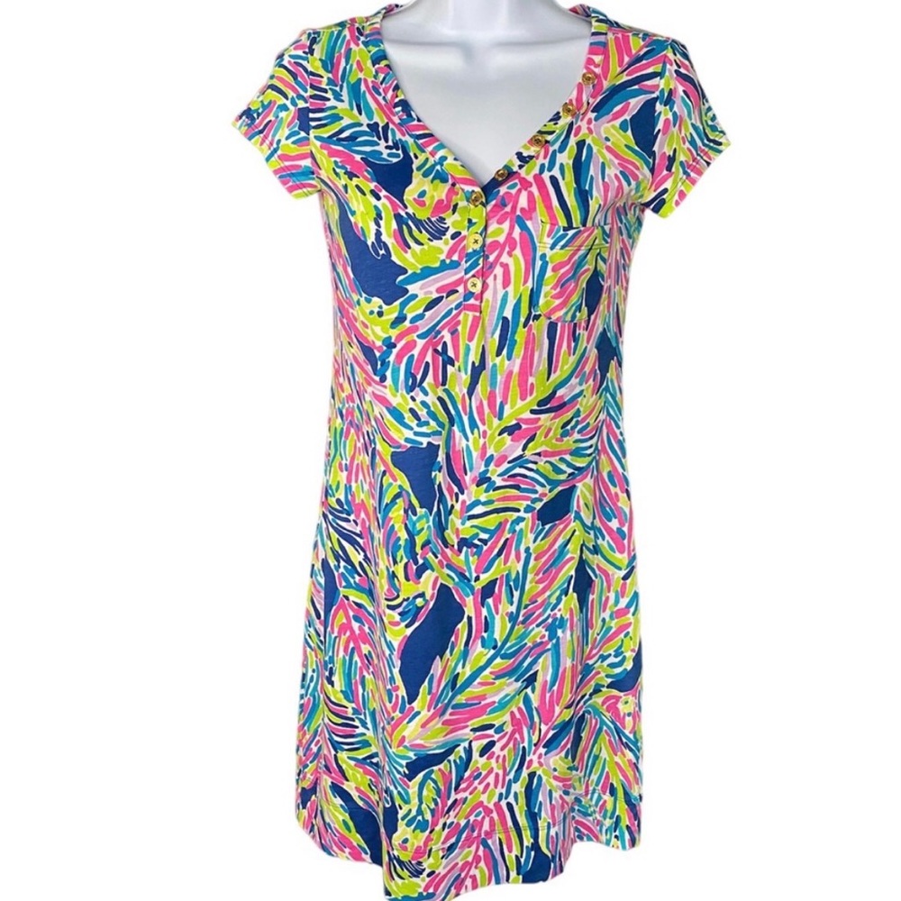 Lilly Pulitzer Palmira Shift Dress in Indigo Palm Reader Print